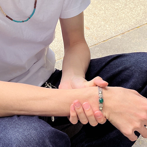 ［white buffalo × HIROTO OHHARA ］ヴィンテージバングル（グリーンオニキス）